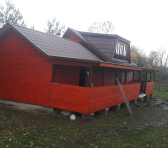 Каркасная пристройка 6х7м к дому из бревна + терраса 13х2м